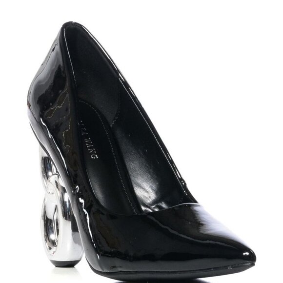 AZALEA WANG " LINKED UP " BLACK NOVELTY HEEL PUMP - Picture 4 of 7